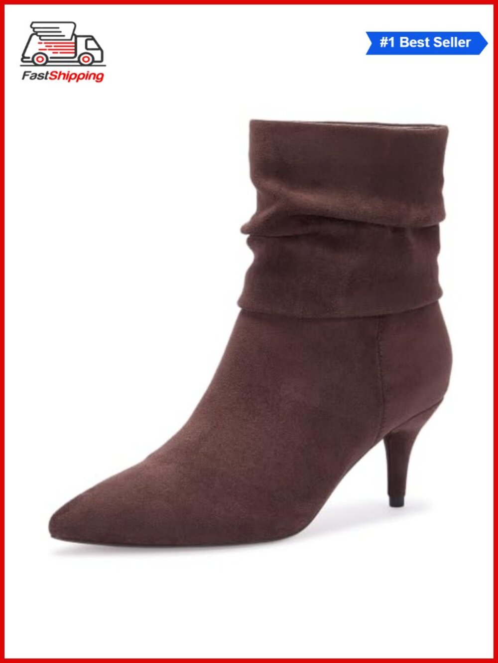✨ Women's Slouch Ankle Boots Pointed Toe Mid Heel Suede-Like Dress Booties
